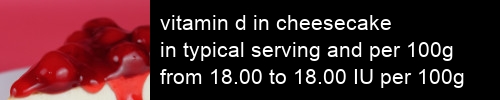 vitamin d in cheesecake information and values per serving and 100g